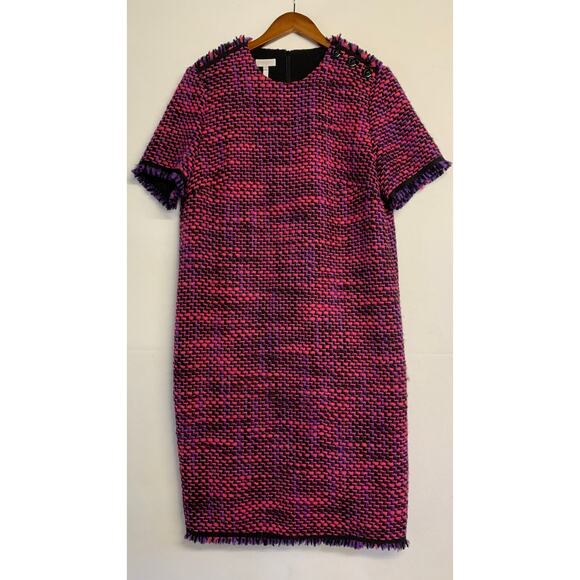 Escada Sport Persian Tweed Sleeved Dress Old Money Purple Pink Raspberry Shift - Picture 3 of 10